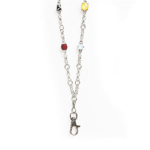 Georgia Multi-Colored Crystal Station Statement Lanyard Necklace (Silver)