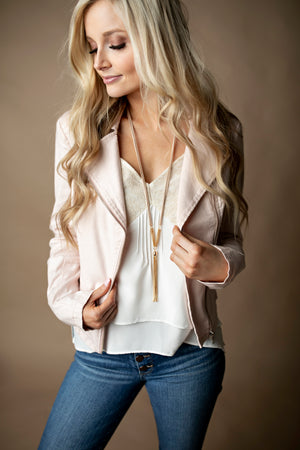 Angie Faux Suede Chain Tassel Lanyard Necklace - Gold