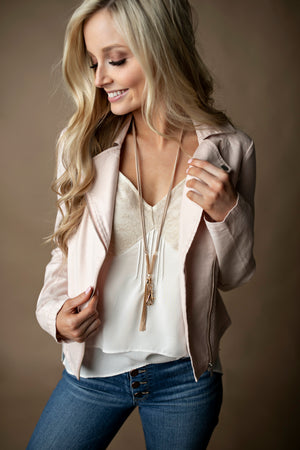 Angie Faux Suede Chain Tassel Lanyard Necklace - Gold