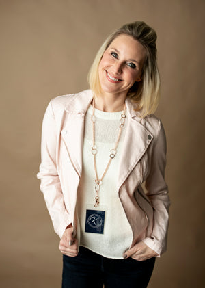 Elizabeth Oblong Link Double Chain Lanyard (Rose Gold)