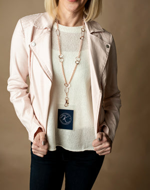 Elizabeth Oblong Link Double Chain Lanyard (Rose Gold)