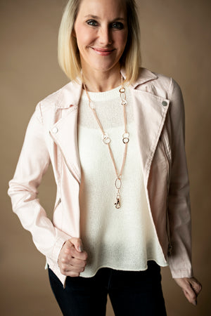 Elizabeth Oblong Link Double Chain Lanyard (Rose Gold)