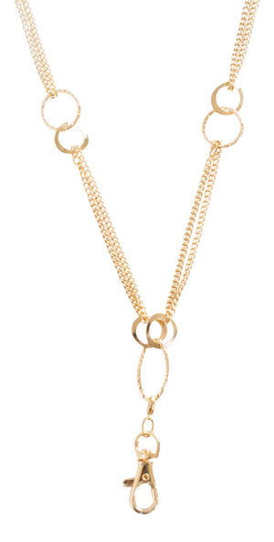 Elizabeth Oblong Link Double Chain Lanyard (Gold)