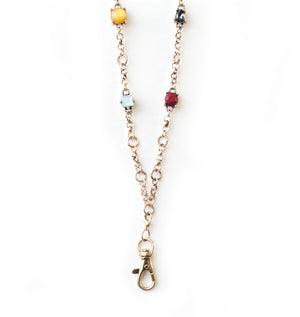 Georgia Multi-Colored Crystal Station Statement Lanyard Necklace (gold)