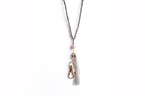 Leah Beaded Chain Tassel Lanyard Necklace (Gold)