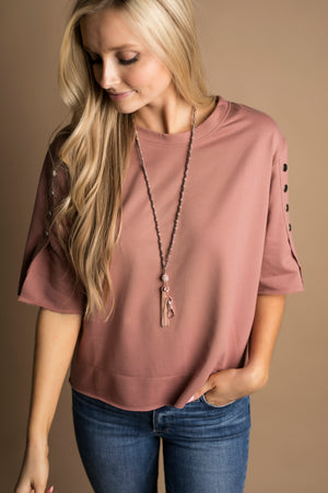 Leah Beaded Chain Tassel Lanyard Necklace (Rose Gold)
