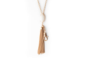 Paige Stone Pendant Tassel - Ivory