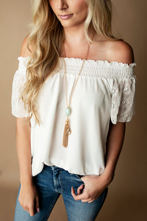 Paige Stone Pendant Tassel - Turquoise